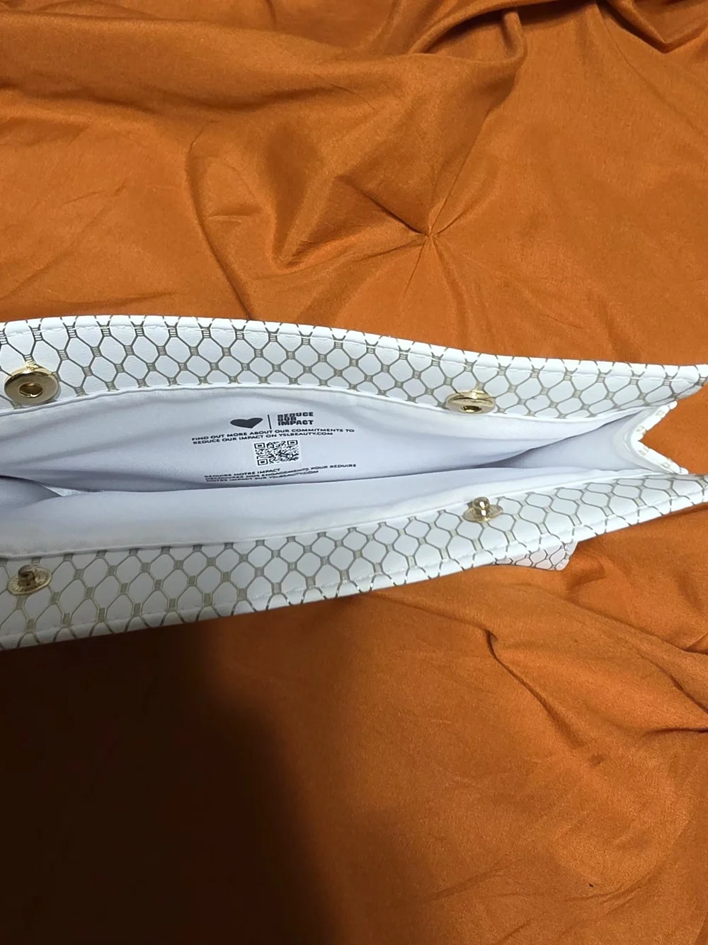 YVES SAINT LAURENT White & Gold Cosmetic Pouch